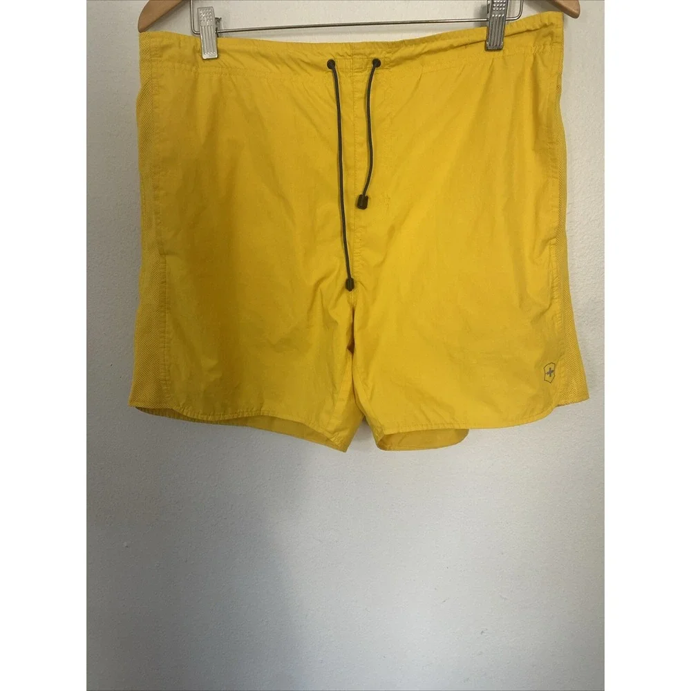 Victorinox Board Shorts Mens Large Mesh Yellow Swim Trunks Surf Beach Vacation